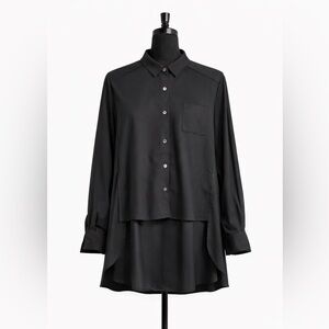 Japanese Black Button-Up Layered Shirt